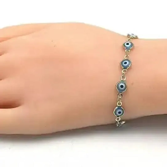 8" Gold Filled Evil Eye Light Blue Bracelet DailySale Default Title Default Title-