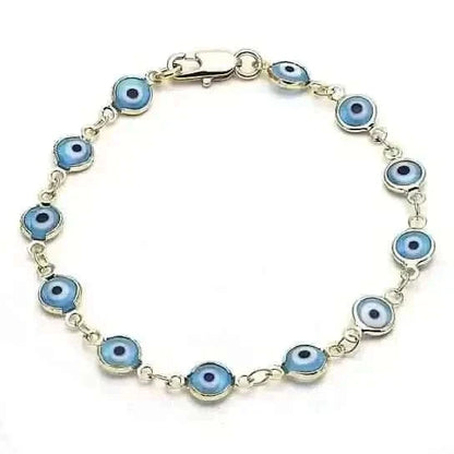 8" Gold Filled Light Blue Evil Eye Bracelet Cartsfy Inc.