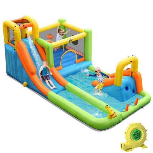 8-in-1 Inflatable Water Slide Bounce House with Splash Pool and 735W Blower Cartsfy Inc.