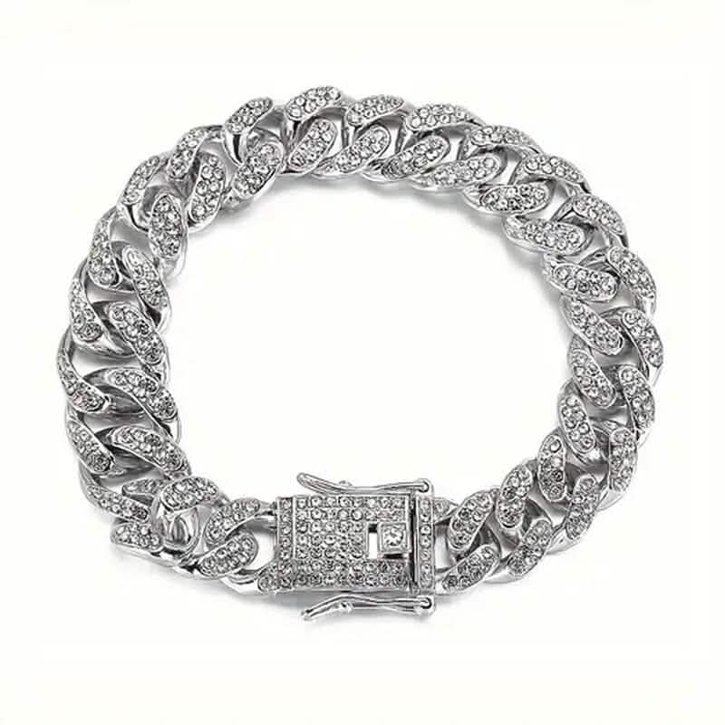 8" Luxurious Rhinestone Cuban Chain Bracelet for Men Cartsfy Inc.