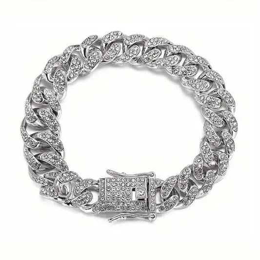 8" Luxurious Rhinestone Cuban Chain Bracelet for Men Cartsfy Inc.