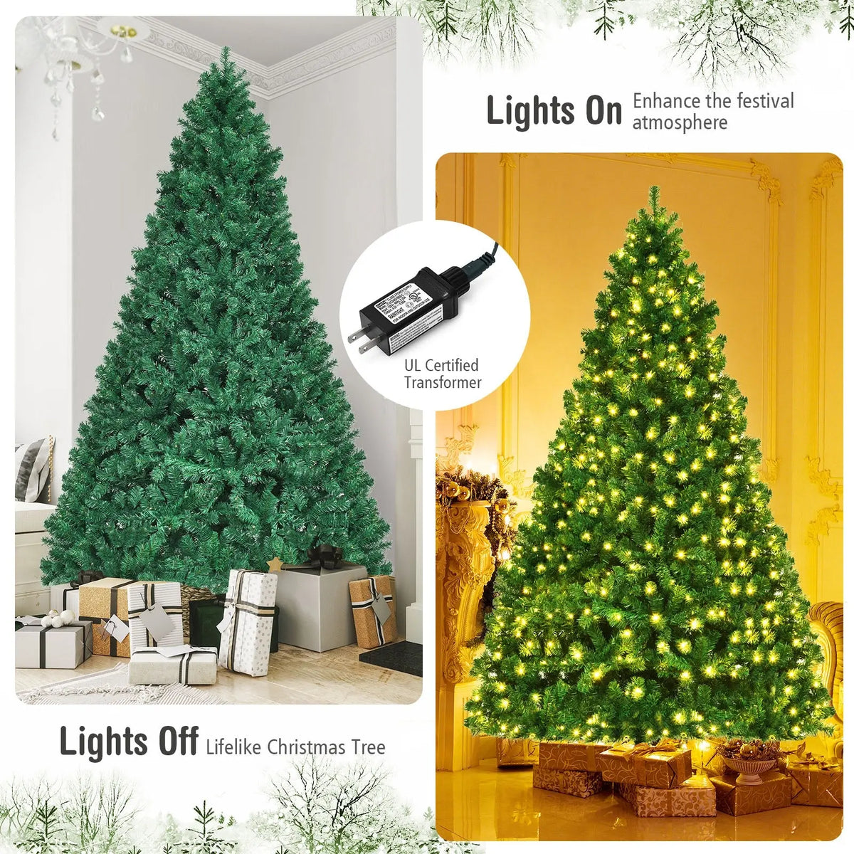 7 Feet PVC Artificial Christmas Tree with LED Lights