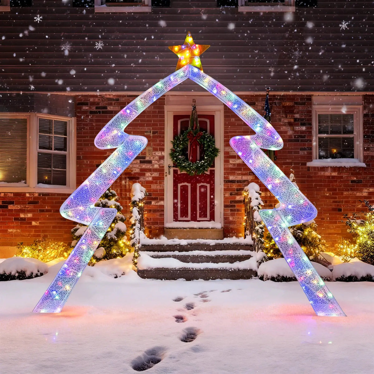 8.8 Feet Christmas Tree-shaped Archway with Top Star