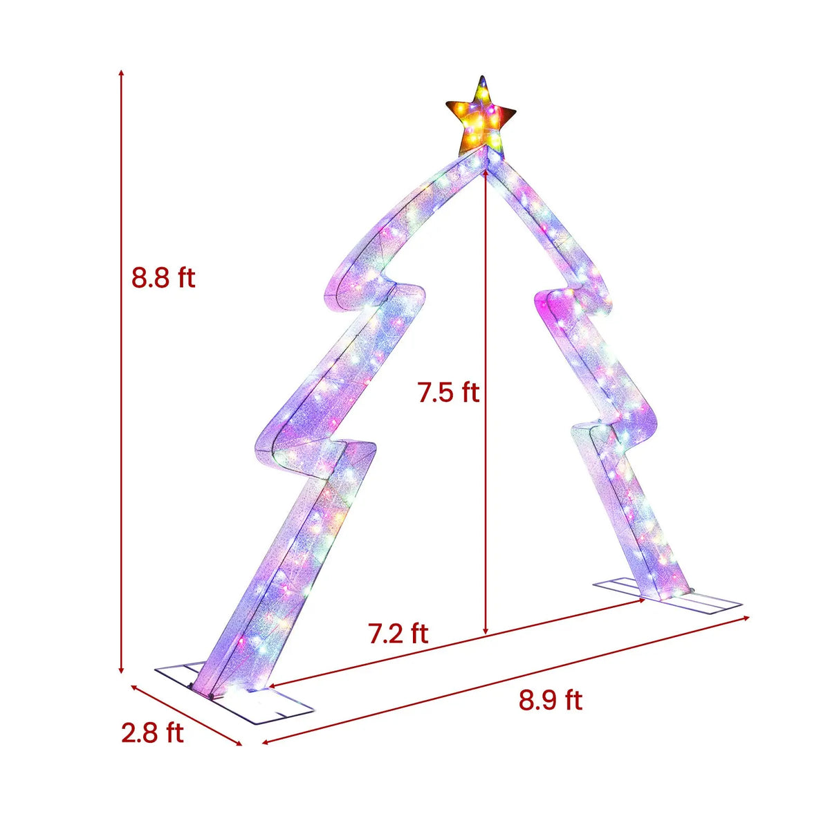 8.8 Feet Christmas Tree-shaped Archway with Top Star