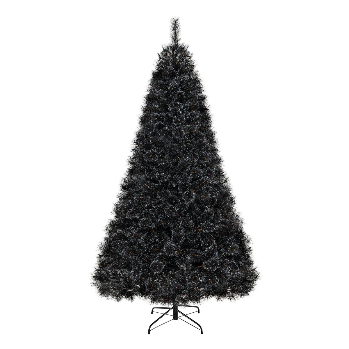 6/7/8 Feet Black Artificial Halloween Christmas Tree with PVC Branch Tips and 210/320/450 Cool White LED Lights