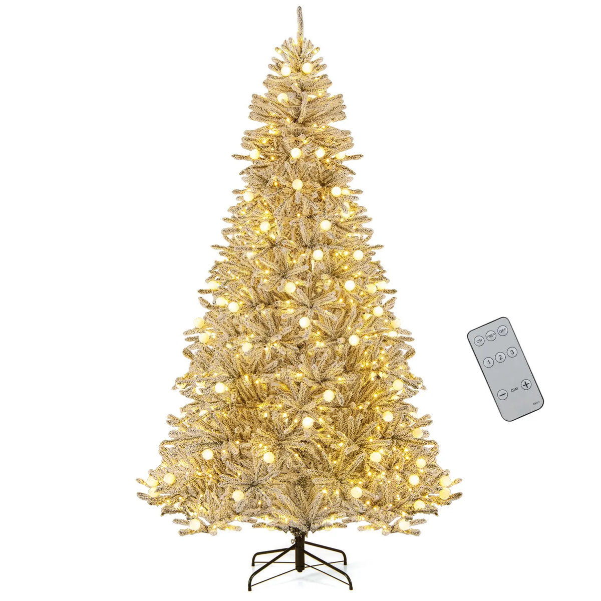 6 Feet Snow-flocked Artificial Christmas Tree Pre-lit Hinged with 81 Sphere Lights and Remote