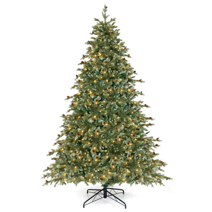6/7/8 Feet Christmas Tree with Warm White LED Lights and Pine Cones