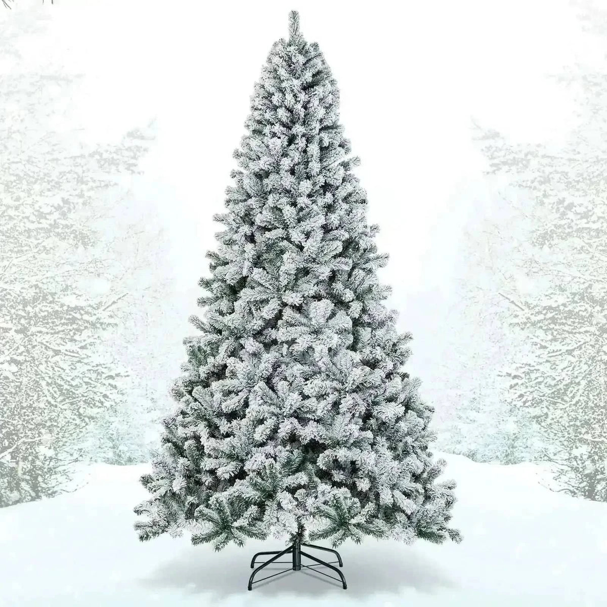 9 Feet Artificial Christmas Tree with Premium Snow Flocked Hinged Cartsfy Inc.