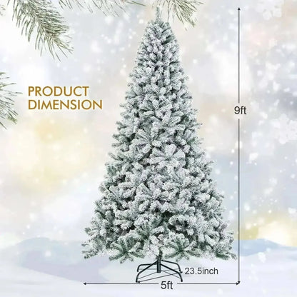 9 Feet Artificial Christmas Tree with Premium Snow Flocked Hinged Cartsfy Inc.