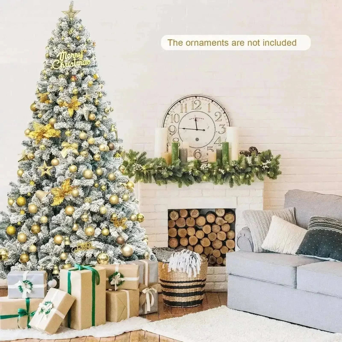 9 Feet Artificial Christmas Tree with Premium Snow Flocked Hinged Cartsfy Inc.