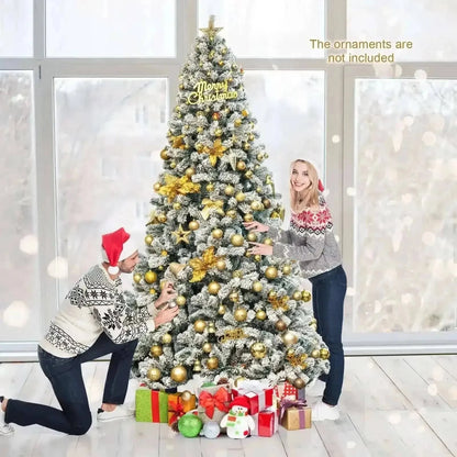 9 Feet Artificial Christmas Tree with Premium Snow Flocked Hinged Cartsfy Inc.