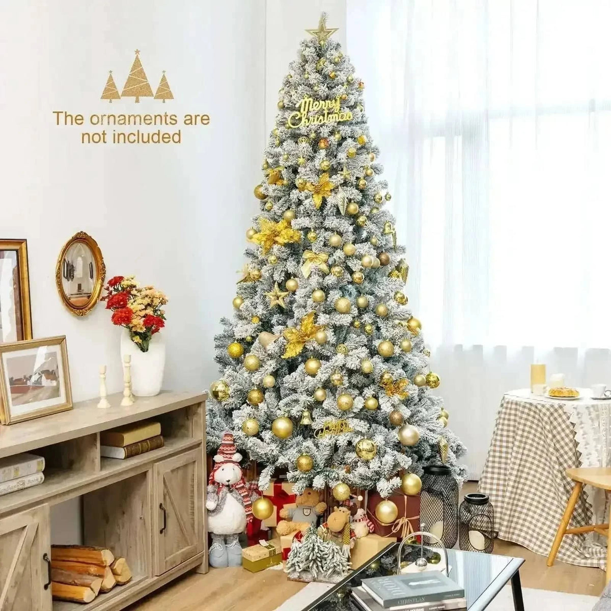 9 Feet Artificial Christmas Tree with Premium Snow Flocked Hinged Cartsfy Inc.