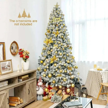 9 Feet Artificial Christmas Tree with Premium Snow Flocked Hinged Cartsfy Inc.
