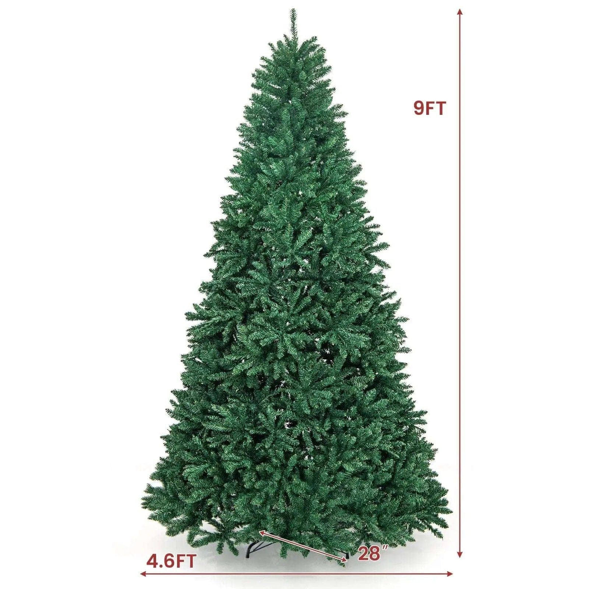 9 Feet Hinged Premium Artificial PVC Christmas Tree with Solid Metal Stand Cartsfy Inc.