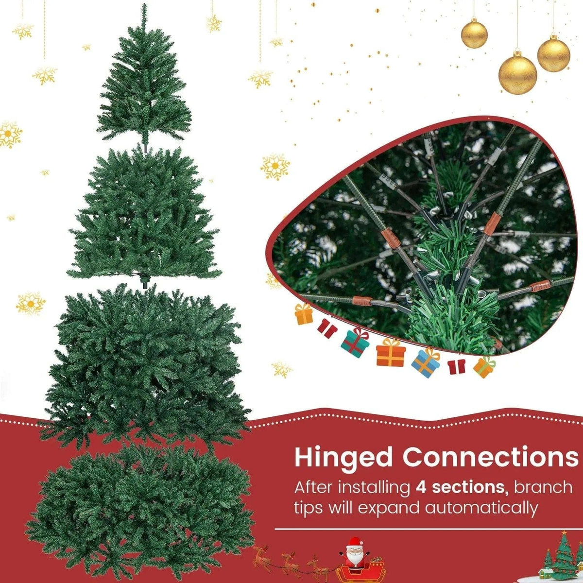 9 Feet Hinged Premium Artificial PVC Christmas Tree with Solid Metal Stand Cartsfy Inc.