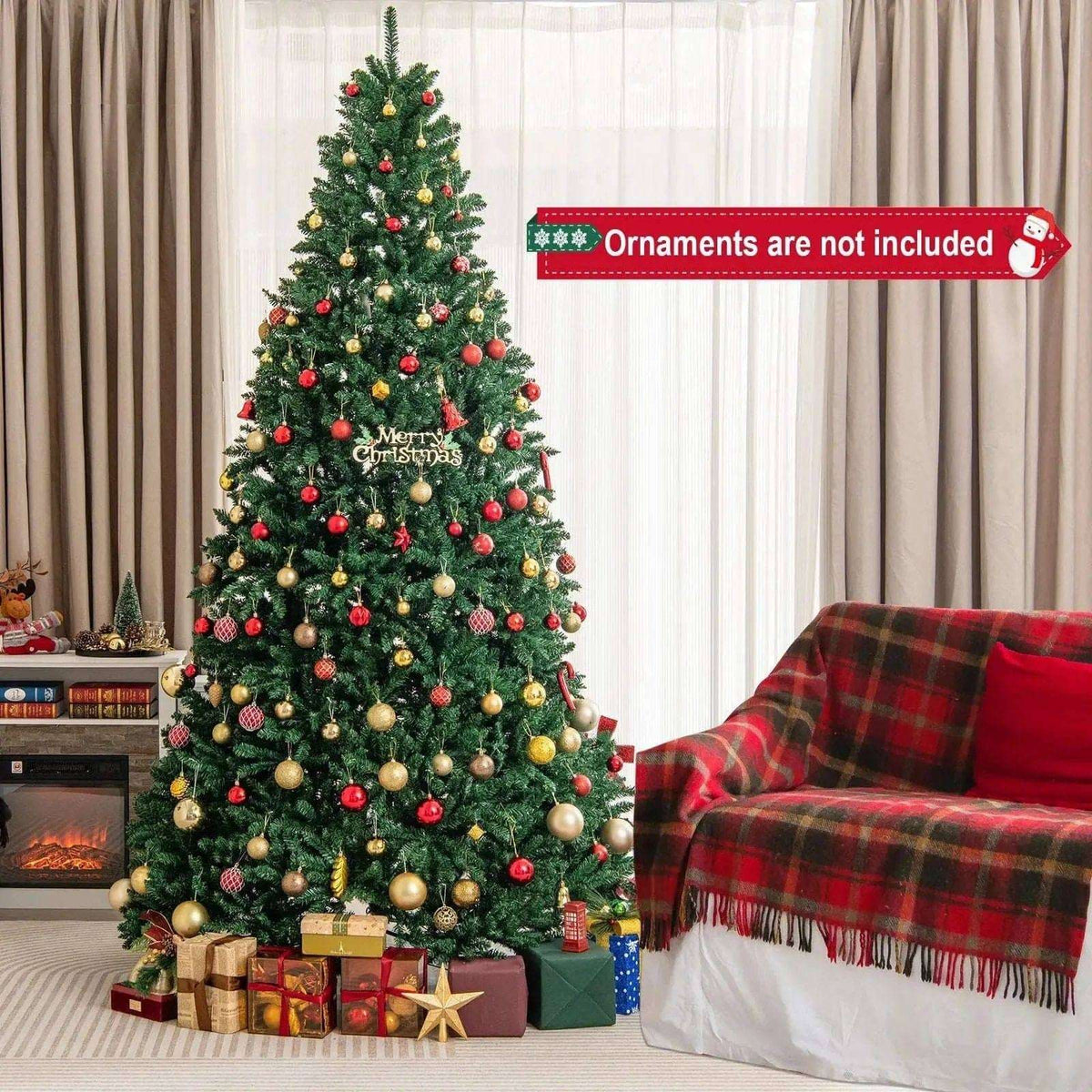 9 Feet Hinged Premium Artificial PVC Christmas Tree with Solid Metal Stand Cartsfy Inc.
