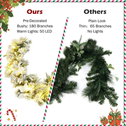9 Feet Pre-Lit Artificial Christmas Garland with 50 LED Lights Cartsfy Inc.