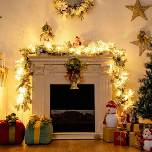 9 Feet Pre-Lit Artificial Christmas Garland with 50 LED Lights Cartsfy Inc.