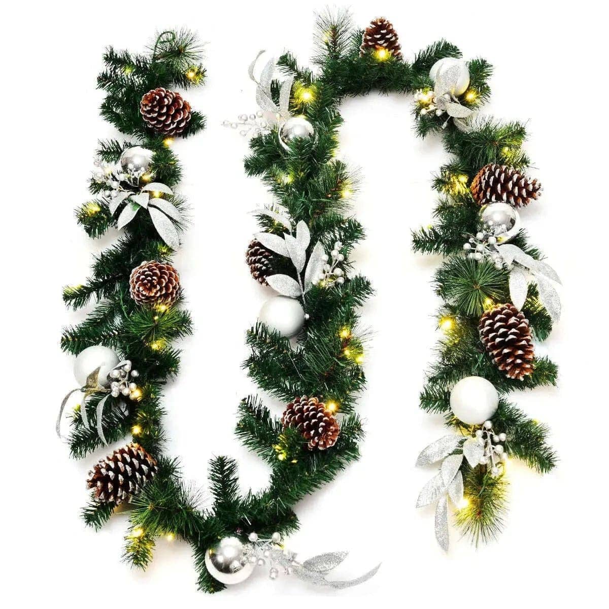 9 Feet Pre-Lit Artificial Christmas Garland with LED Lights Cartsfy Inc.