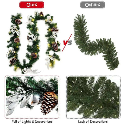 9 Feet Pre-Lit Artificial Christmas Garland with LED Lights Cartsfy Inc.