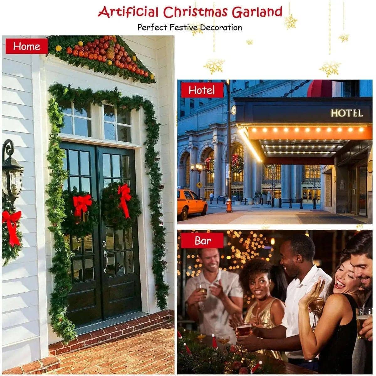 9 Feet Pre-Lit Artificial Christmas Garland with LED Lights Cartsfy Inc.