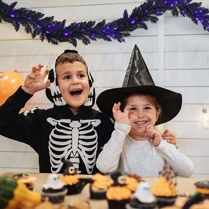 9 Feet Pre-lit Christmas Halloween Garland with 50 Purple LED Lights Cartsfy Inc.
