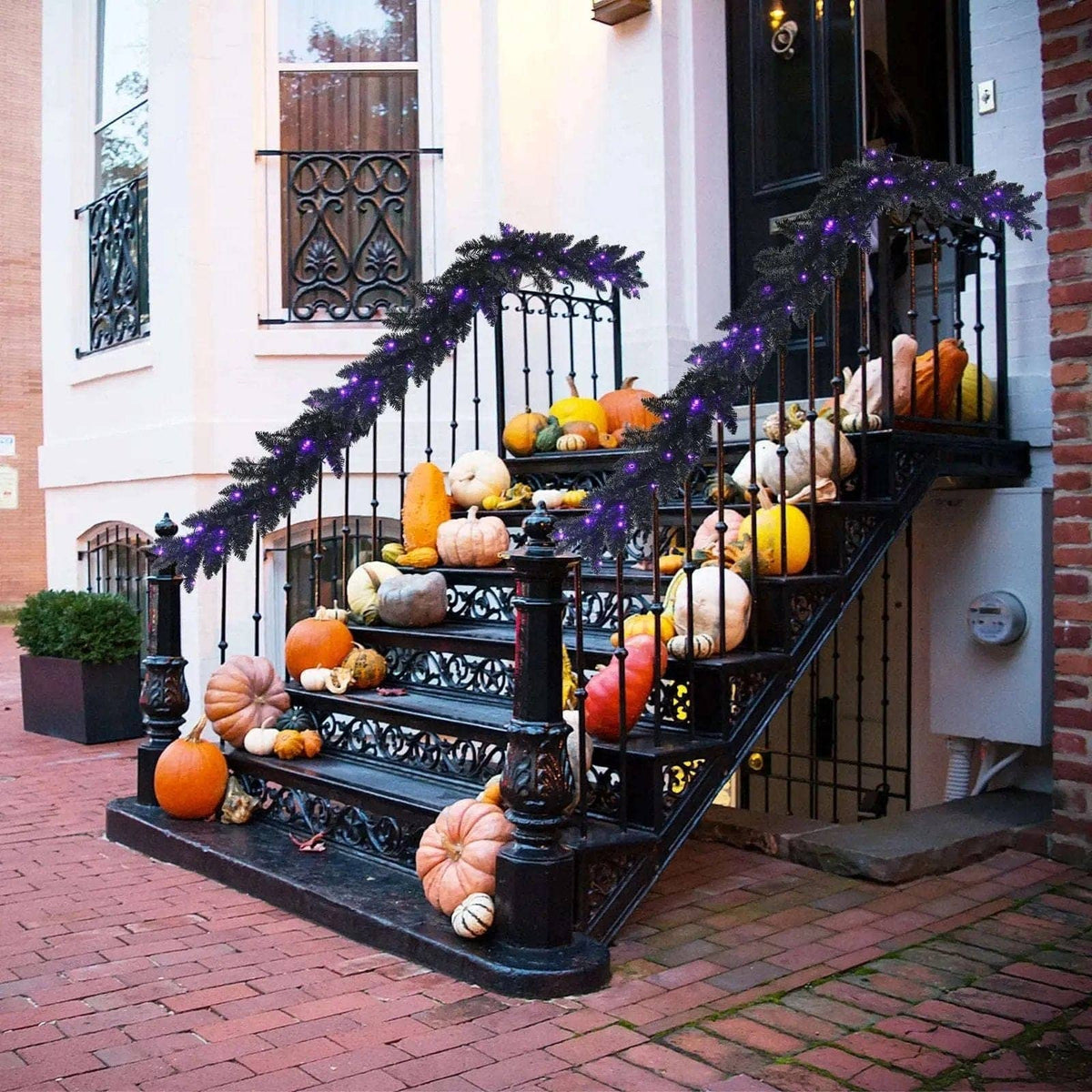 9 Feet Pre-lit Christmas Halloween Garland with 50 Purple LED Lights Cartsfy Inc.