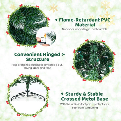 9 FT Pre-Lit Artificial Christmas Tree with 1298 Snowy Branch Tips Cartsfy Inc.