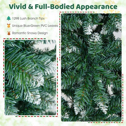 9 FT Pre-Lit Artificial Christmas Tree with 1298 Snowy Branch Tips Cartsfy Inc.