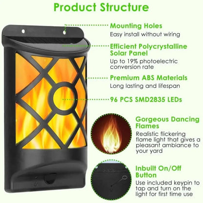 96 LEDs Waterproof Flame Solar Lights Outdoor DailySale Default Title Default Title-