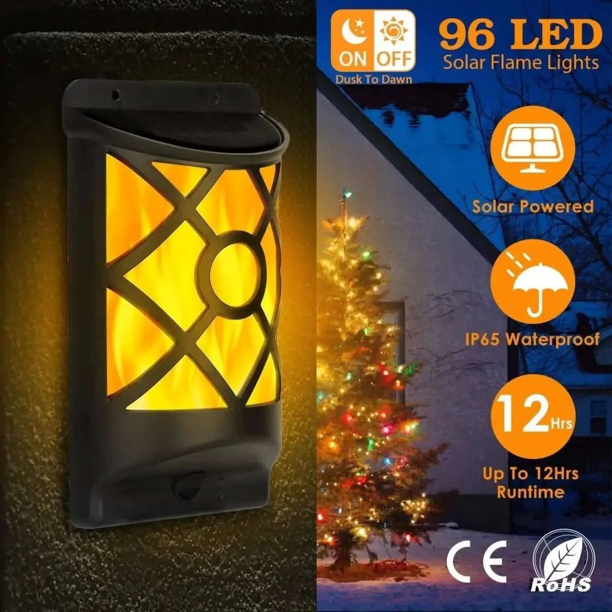 96 LEDs Waterproof Flame Solar Lights Outdoor DailySale Default Title Default Title-