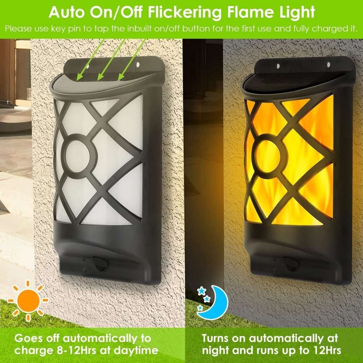 96 LEDs Waterproof Flame Solar Lights Outdoor Cartsfy Inc.
