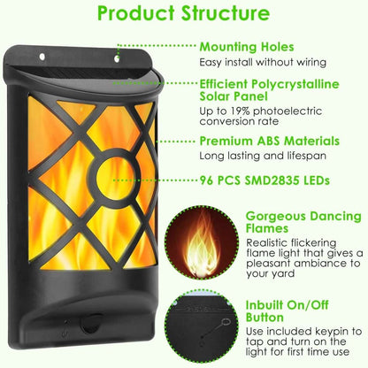 96 LEDs Waterproof Flame Solar Lights Outdoor Cartsfy Inc.