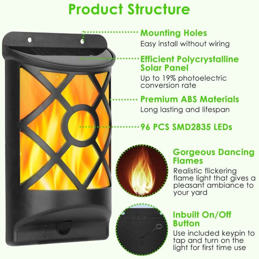 96 LEDs Waterproof Flame Solar Lights Outdoor Cartsfy Inc.