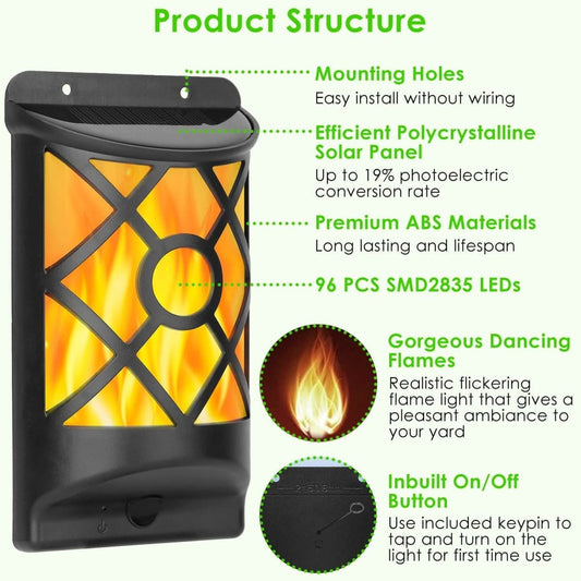 96 LEDs Waterproof Flame Solar Lights Outdoor - Cartsfy Inc.