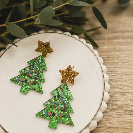 Beautiful Acrylic Christmas Tree Earrings Rooted Home Goods Default Title Default Title-
