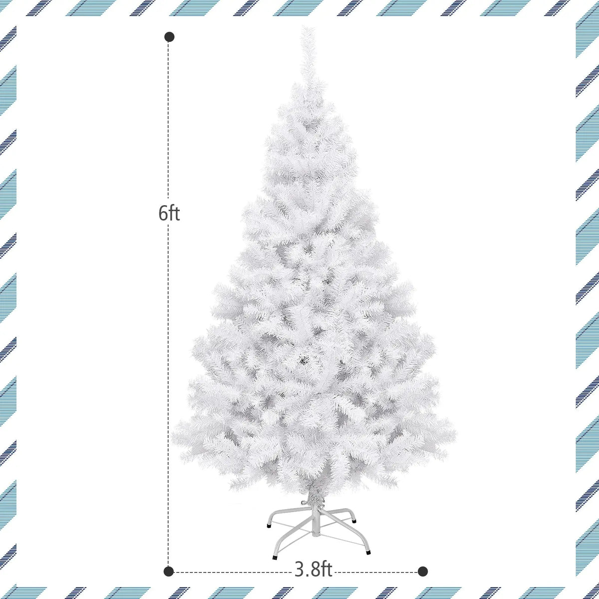 6' / 7.5' / 9' Hinged Artificial Christmas Tree with Metal Stand