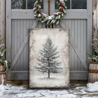 Vintage Christmas Tree Wall Art with Free Christmas Recipe Book