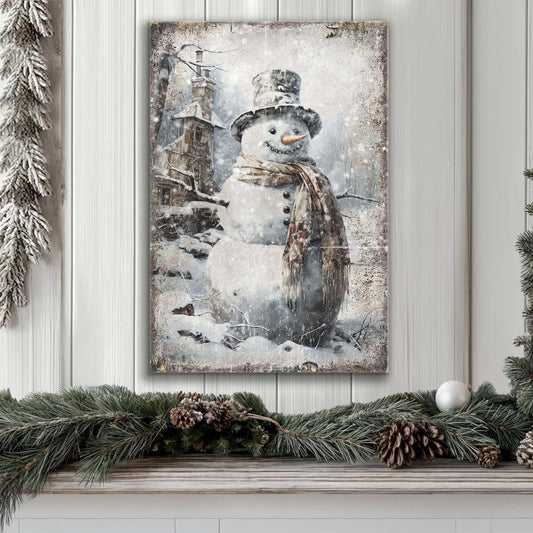 Vintage Snowman Christmas Wall Art II Tailored Canvases 18x12 inch Medium Premium Gallery Wrapped 24x16 inch Large Premium Gallery Wrapped 36x24 inch Extra Large Premium Gallery Wrapped 18x12 inch Medium Premium Gallery Wrapped-24x16 inch Large Premium Gallery Wrapped-36x24 inch Extra Large Premium Gallery Wrapped-