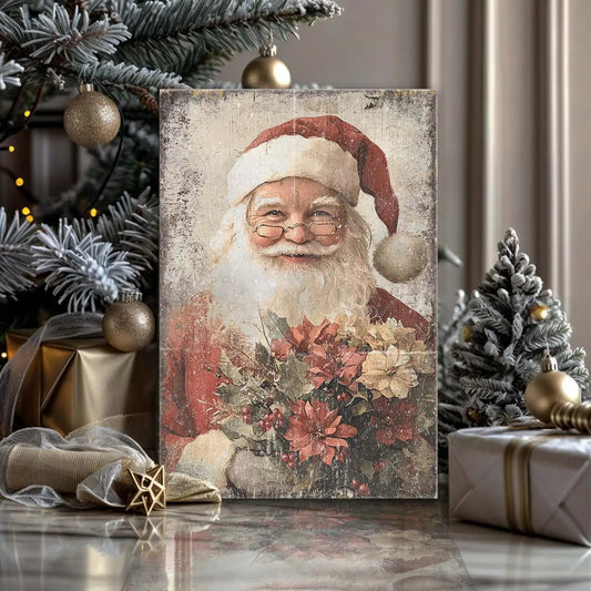 Vintage Christmas Santa Claus Wall Art Tailored Canvases 18x12 inch Medium Premium Gallery Wrapped 24x16 inch Large Premium Gallery Wrapped 36x24 inch Extra Large Premium Gallery Wrapped 18x12 inch Medium Premium Gallery Wrapped-24x16 inch Large Premium Gallery Wrapped-36x24 inch Extra Large Premium Gallery Wrapped-