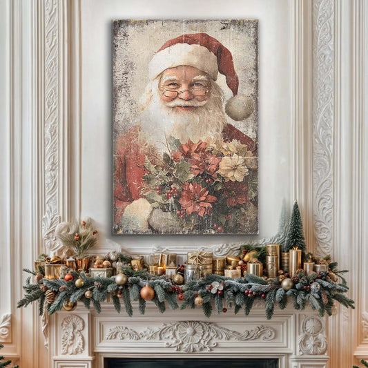 Vintage Christmas Santa Claus Wall Art Tailored Canvases 18x12 inch Medium Premium Gallery Wrapped 24x16 inch Large Premium Gallery Wrapped 36x24 inch Extra Large Premium Gallery Wrapped 18x12 inch Medium Premium Gallery Wrapped-24x16 inch Large Premium Gallery Wrapped-36x24 inch Extra Large Premium Gallery Wrapped-