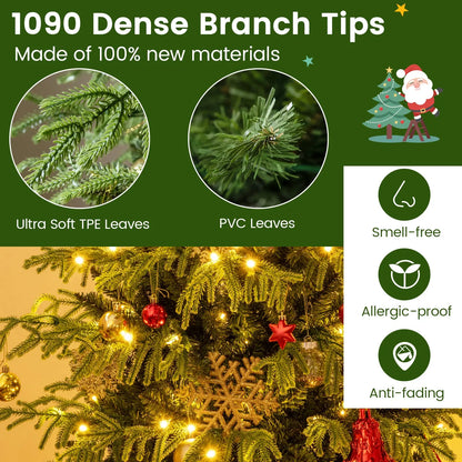 Artificial Christmas Tree with LED Lights and PVC Mixed Branch Tips
