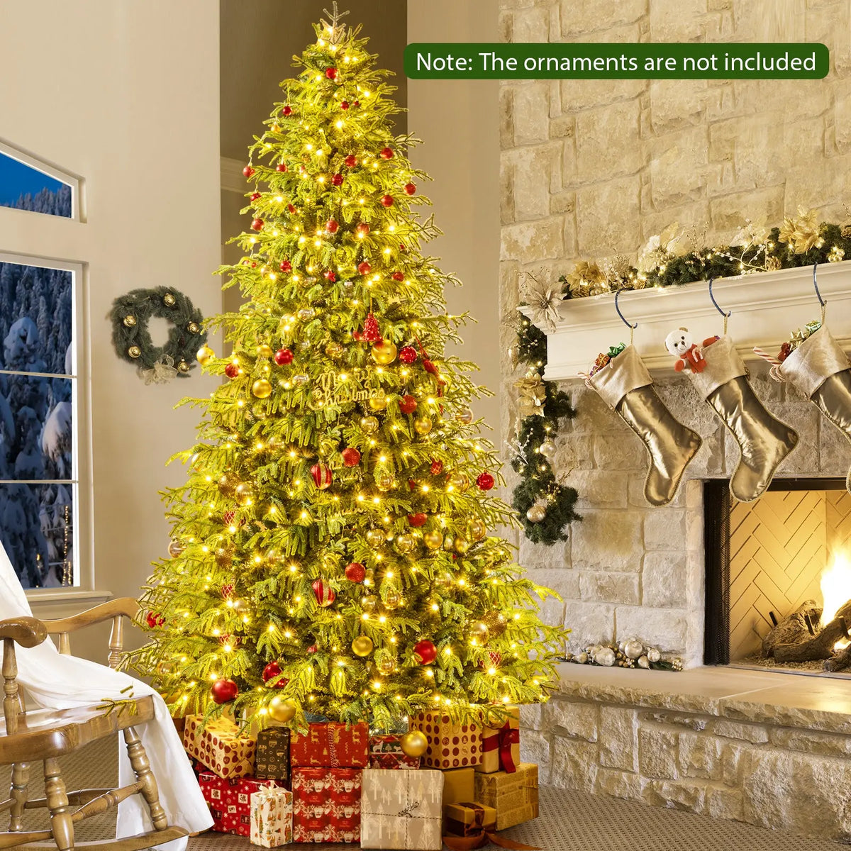 Artificial Christmas Tree with LED Lights and PVC Mixed Branch Tips