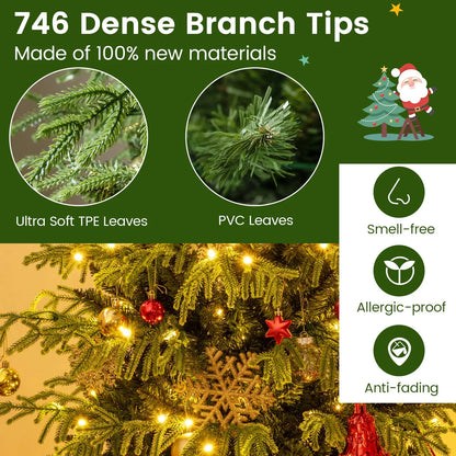 Artificial Christmas Tree with LED Lights and PVC Mixed Branch Tips