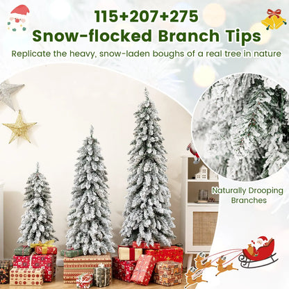 Artificial Christmas Tree Set of 3 with Snow-flocked Branch Tips