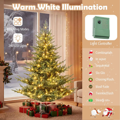 Artificial Christmas Tree with Branch Tips and Warm White LED Lights