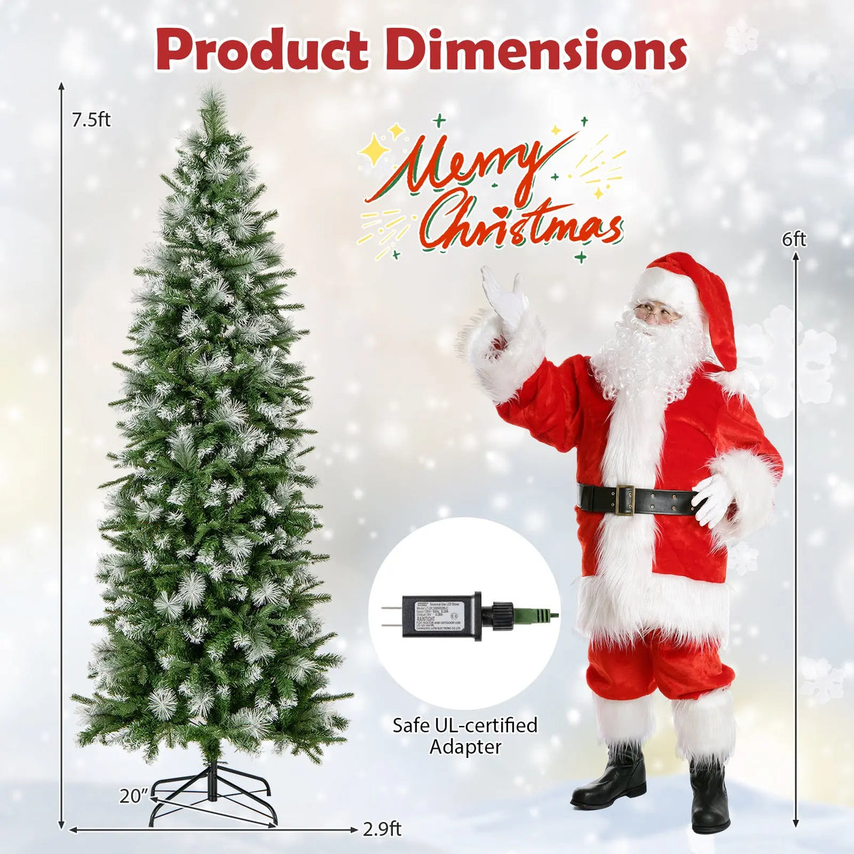 6/7.5/9 FT Artificial Christmas Tree with Warm-White LED Lights