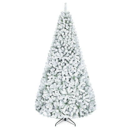 Snow-Flocked Artificial Christmas Tree 9 ft with Metal Stand