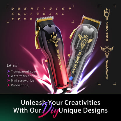 Rose and black hair clipper with gold blades, shown with matching clipper pair