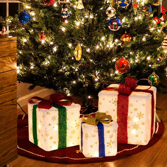 Set of 3 Christmas Lighted Gift Boxes with 48 Bright Warm Lights DirectDeals Default Title Default Title-